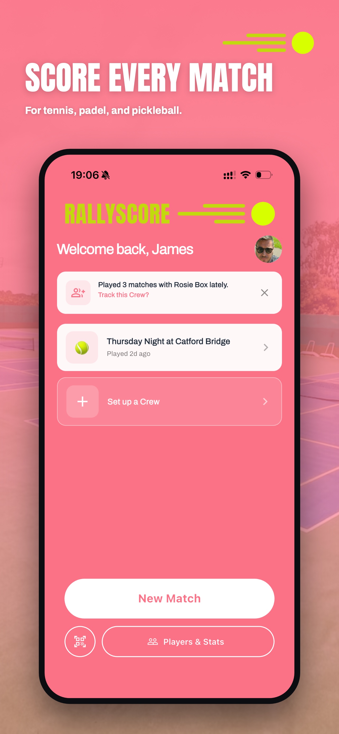 Score every match: tennis, padel and pickleball
